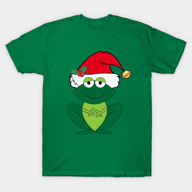 Cute Christmas Frog in Santa Hat T-Shirt by epiclovedesigns